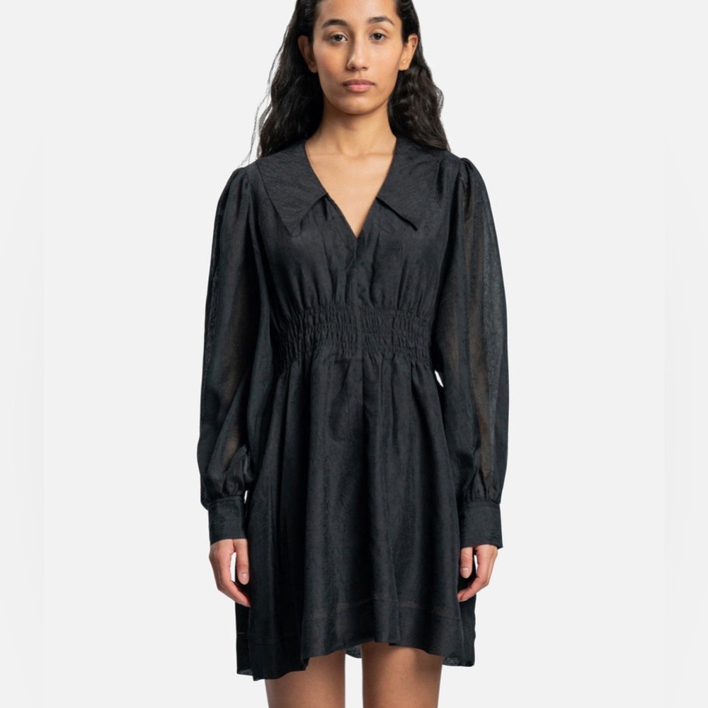 Ganni Crinkled Collar Georgette Dress